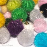 5 Ciondoli Perla ricoperta in pelliccia sintetica colori misti 14mm