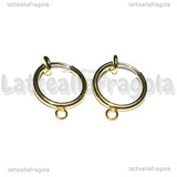 Creole in Acciaio Inox Dorato chiusura a scomparsa lobi senza foro 17x13x4.5mm