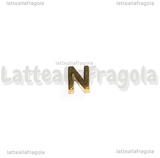 Spaziatore Lettera N in Acciaio Inox dorato placcato Oro 18K 9.5x7.5x3mm