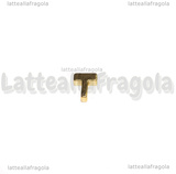 Spaziatore Lettera T in Acciaio Inox dorato placcato Oro 18K 9.5x7.5x3mm