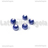5 Perle in Ceramica Blu 6mm