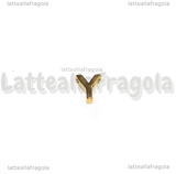 Spaziatore Lettera Y in Acciaio Inox dorato placcato Oro 18K 9.5x8.5x3mm