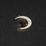 Ciondolo Gatto su Luna in metallo smaltato dorato Bianco 20.5x16mm