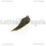 Charm Ala in metallo oro antico 30x10mm