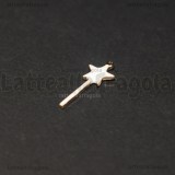 Charm Bacchetta Magica in rame dorato smaltato bianco 20x8mm