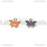 Ciondolo Farfalla in Acciaio Inox smaltato Corallo 9x7.5mm