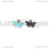 Ciondolo Farfalla in Acciaio Inox smaltato Azzurro 9x7.5mm