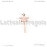 Charm Bacchetta Magica in rame dorato smaltato rosa 20x8mm