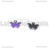 Ciondolo Farfalla in Acciaio Inox smaltato Lilla 9x7.5mm
