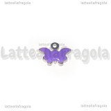 Ciondolo Farfalla in Acciaio Inox smaltato Lilla 9x7.5mm