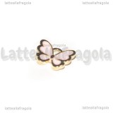 Charm Farfalla in metallo dorato smaltato Rosa 13x11mm