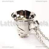 Collana Tazzina di Once Upon a Time in metallo argentato 31x25mm