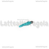 Ciondolo Cornetto Portafortuna 3D in Acciaio Argentato smaltato Azzurro 17.5x4.5mm