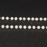 10 Metri (Bobina) di Catena Rosario in Acciaio e Cristallo Sfaccettato Bianco Opaco 3.5x3mm