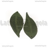 Coppia Ciondoli Foglie in Alcantara Verde 44x16mm 