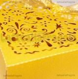 Scatola Cuore Filigranato in cartone dorato 9.5x8.9cm