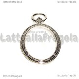 Ciondolo Orologio Cornice Ovale in metallo silver plated 42x33mm