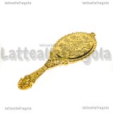 Ciondolo Specchio in metallo gold plated decorato in rilievo