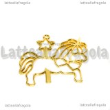Ciondolo Cornice Unicorno in metallo gold plated 48x46mm